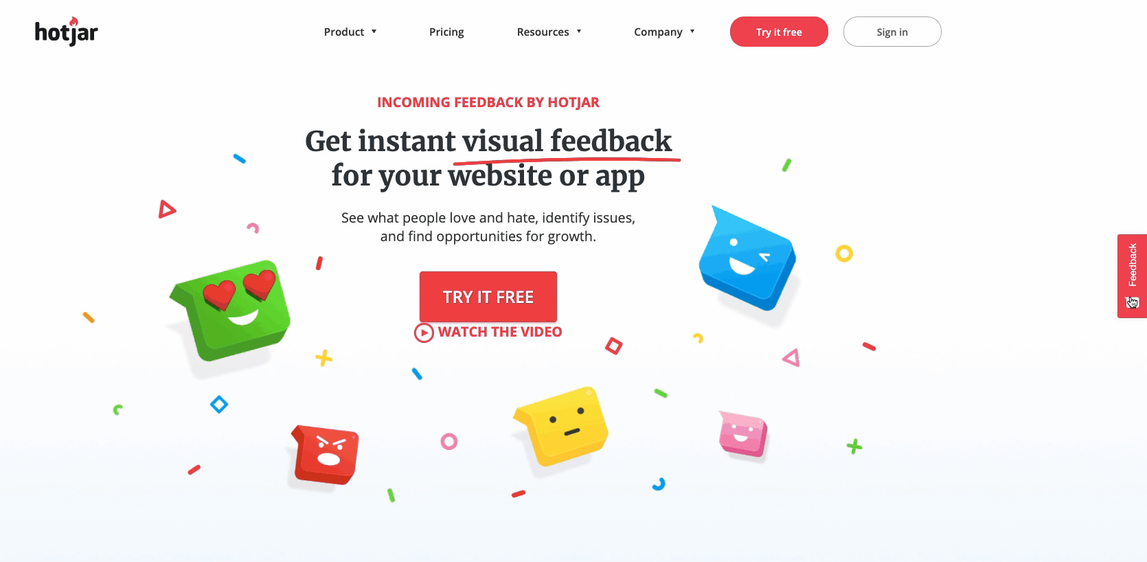 #Hotjar's incoming feedback widget in action